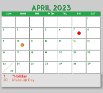 District School Academic Calendar for Denton Co J J A E P for April 2023