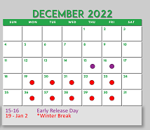 District School Academic Calendar for Lake Dallas Middle for December 2022