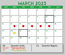 District School Academic Calendar for Shady Shores El for March 2023