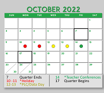 District School Academic Calendar for Lake Dallas Middle for October 2022