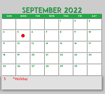 District School Academic Calendar for Denton Co J J A E P for September 2022