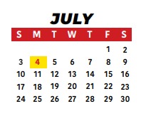 District School Academic Calendar for Bee Cave Elementary for July 2022