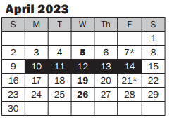 District School Academic Calendar for Louisa May Alcott Elementary for April 2023