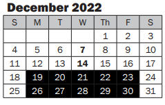 District School Academic Calendar for Albert Einstein Elementary for December 2022