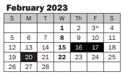 District School Academic Calendar for Family Learning Center for February 2023
