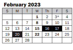 District School Academic Calendar for Futures School for February 2023