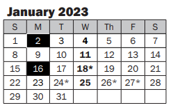 District School Academic Calendar for Juanita High School for January 2023