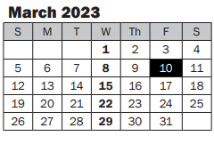 District School Academic Calendar for Best Night School for March 2023