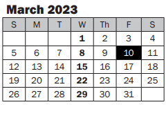 District School Academic Calendar for Benjamin Franklin Elementary for March 2023