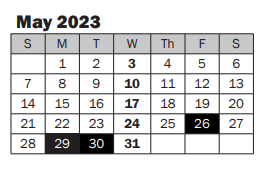 District School Academic Calendar for Benjamin Franklin Elementary for May 2023