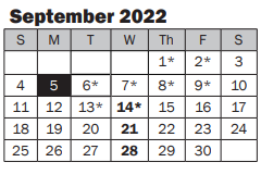 District School Academic Calendar for Albert Einstein Elementary for September 2022