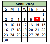 District School Academic Calendar for Tarrant Co Juvenile Justice Ctr for April 2023