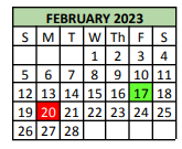 District School Academic Calendar for Tarrant Co Juvenile Justice Ctr for February 2023