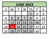 District School Academic Calendar for Tarrant Co Juvenile Justice Ctr for June 2023