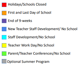 District School Academic Calendar Legend for Marine Creek Elementary