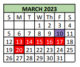 District School Academic Calendar for Tadpole Lrn Ctr for March 2023