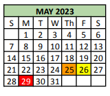 District School Academic Calendar for Tarrant Co Juvenile Justice Ctr for May 2023