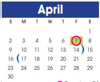 District School Academic Calendar for Alternative Learning Center for April 2023