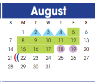 District School Academic Calendar for Bowie Elementary for August 2022
