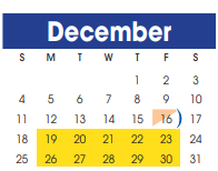 District School Academic Calendar for Lamar Cons High School for December 2022