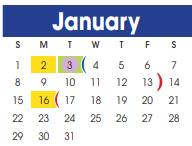 District School Academic Calendar for William Velasquez for January 2023