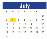 District School Academic Calendar for Juvenile Detent Ctr for July 2022