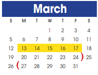 District School Academic Calendar for William Velasquez for March 2023
