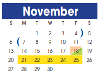 District School Academic Calendar for Community Ctr for November 2022