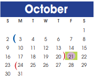 District School Academic Calendar for William Velasquez for October 2022