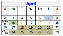 District School Academic Calendar for Hanna Springs Int for April 2023