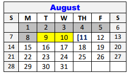 District School Academic Calendar for Lampasas H S for August 2022