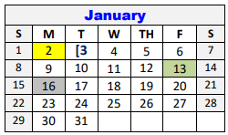District School Academic Calendar for Kline Whitis Elementary for January 2023