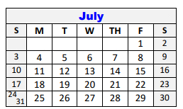 District School Academic Calendar for Kline Whitis Elementary for July 2022