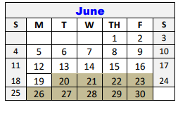 District School Academic Calendar for Hanna Springs Int for June 2023