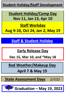 District School Academic Calendar Legend for Lampasas Middle