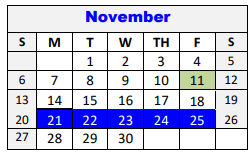 District School Academic Calendar for Lampasas Middle for November 2022