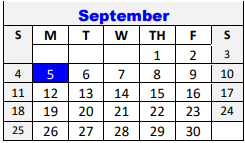District School Academic Calendar for Kline Whitis Elementary for September 2022