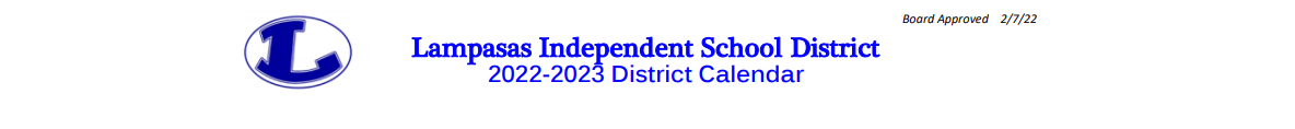 District School Academic Calendar for Lampasas H S