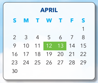 District School Academic Calendar for Hill Center for April 2023
