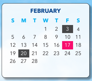 District School Academic Calendar for Hill Center for February 2023