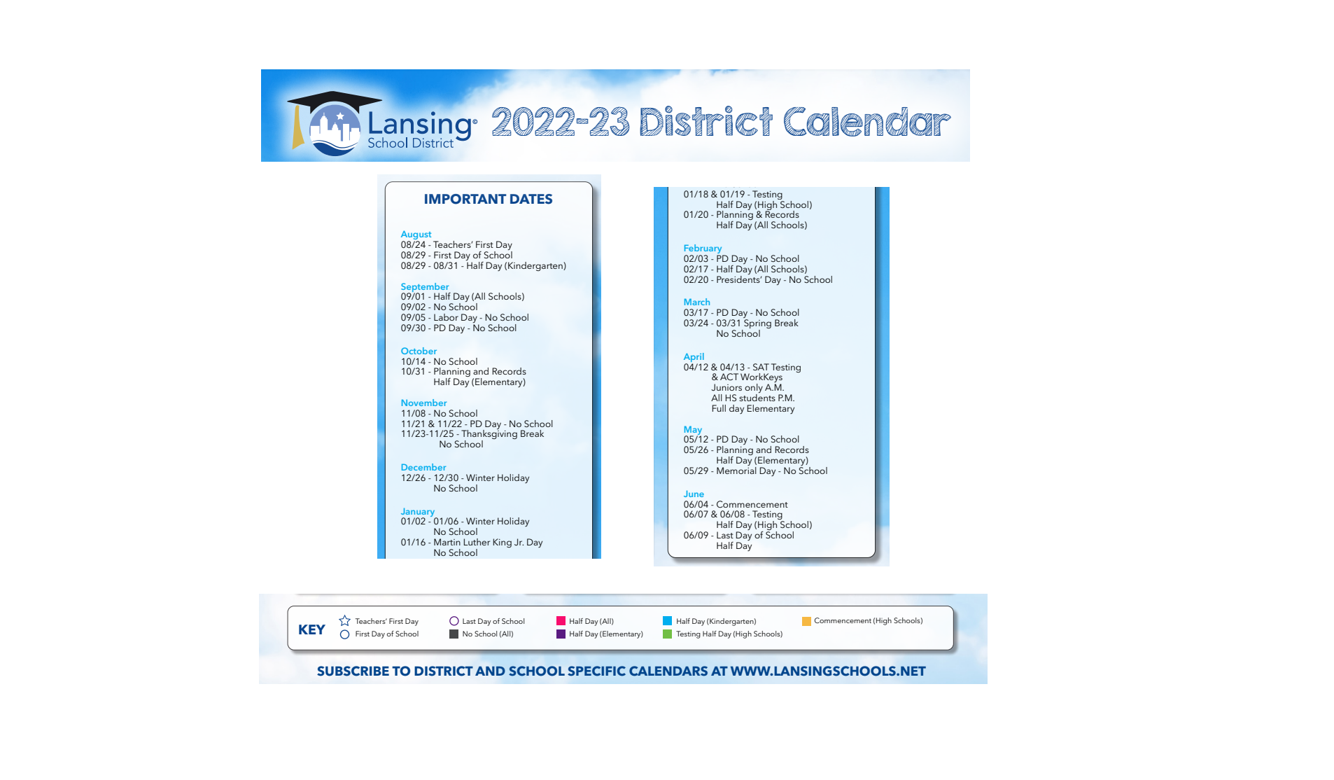 District School Academic Calendar Key for Hill Center