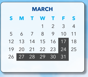 District School Academic Calendar for Hill Center for March 2023