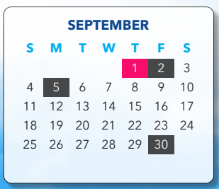District School Academic Calendar for Hill Center for September 2022