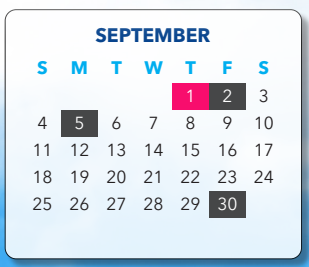 District School Academic Calendar for Moores Park School for September 2022