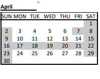 District School Academic Calendar for New York Elem for April 2023