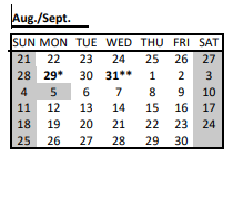 District School Academic Calendar for Francis M Leahy for August 2022