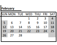 District School Academic Calendar for John K Tarbox for February 2023