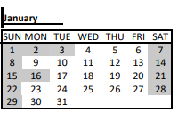 District School Academic Calendar for Emily G Wetherbee for January 2023