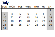 District School Academic Calendar for Quail Run Elementary for July 2022