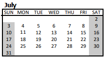 District School Academic Calendar for Arlington Elementary School for July 2022